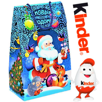 Сладкий новогодний подарок  в картонной упаковке весом 400 грамм по цене 1022 руб