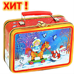 Детский новогодний подарок  в жестяной упаковке весом 550 грамм по цене 667 руб