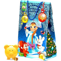 Сладкий подарок на Новый Год  в картонной упаковке весом 600 грамм по цене 351 руб