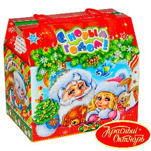 Детский подарок на Новый Год  в картонной упаковке весом 1000 грамм по цене 786 руб с символом 2023 года
