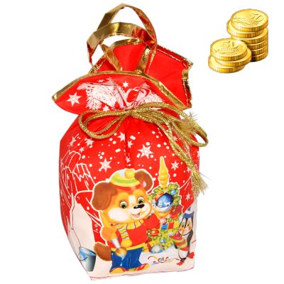 Детский подарок на Новый Год в мешочке весом 1450 грамм по цене 845 руб в Кирове
