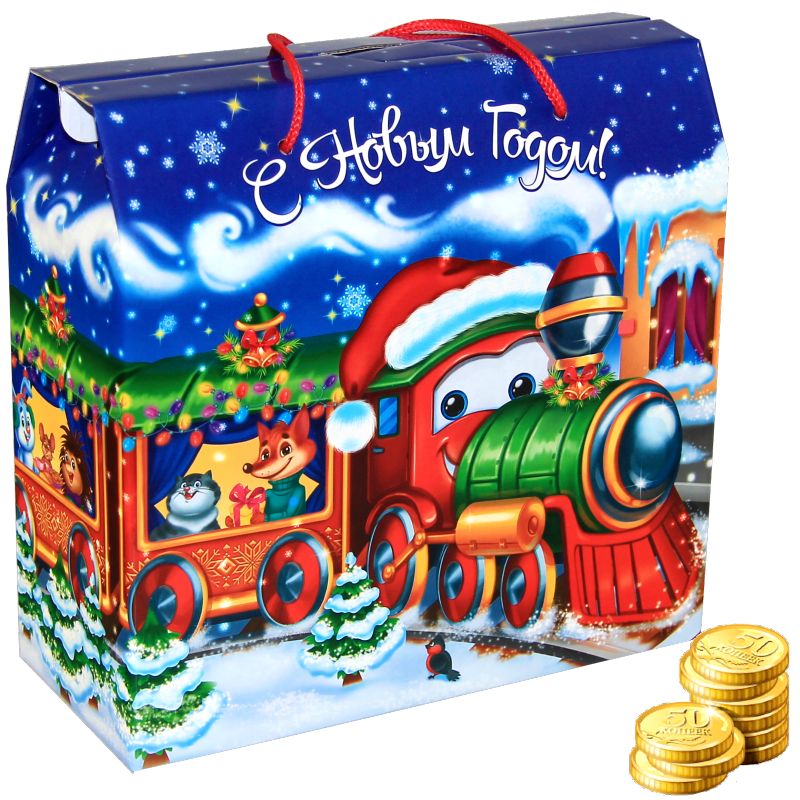 Детский новогодний подарок  в картонной упаковке весом 1450 грамм по цене 914 руб с символом 2023 года