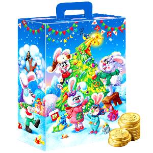 Детский подарок на Новый Год  в картонной упаковке весом 1450 грамм по цене 843 руб с символом 2023 года