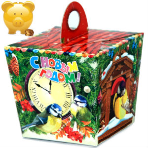Детский новогодний подарок  в картонной упаковке весом 300 грамм по цене 182 руб