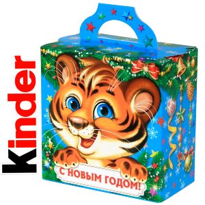 Детский новогодний подарок  в картонной упаковке весом 360 грамм по цене 882 руб с символом 2022 года