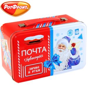 Детский новогодний подарок  в жестяной упаковке весом 600 грамм по цене 883 руб с символом 2023 года