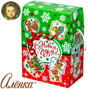 Сладкий подарок на Новый Год  в картонной упаковке весом 750 грамм по цене 622 руб