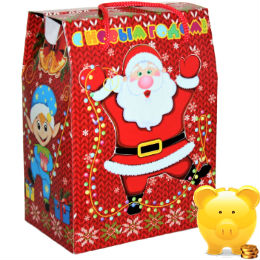 Детский подарок на Новый Год  в картонной упаковке весом 1000 грамм по цене 581 руб