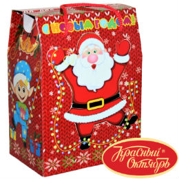 Сладкий новогодний подарок  в картонной упаковке весом 1000 грамм по цене 786 руб